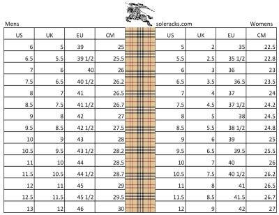 burberry size chart|Burberry size chart conversion.